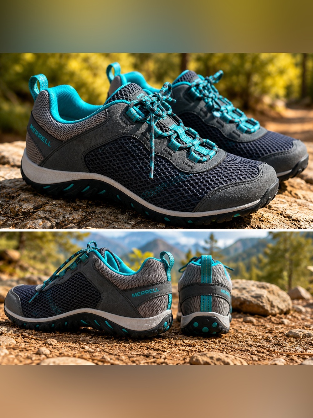 Merrell Women’s Mesh Sneaker in Teal and Gray | Size 8 - Picture 2 of 4